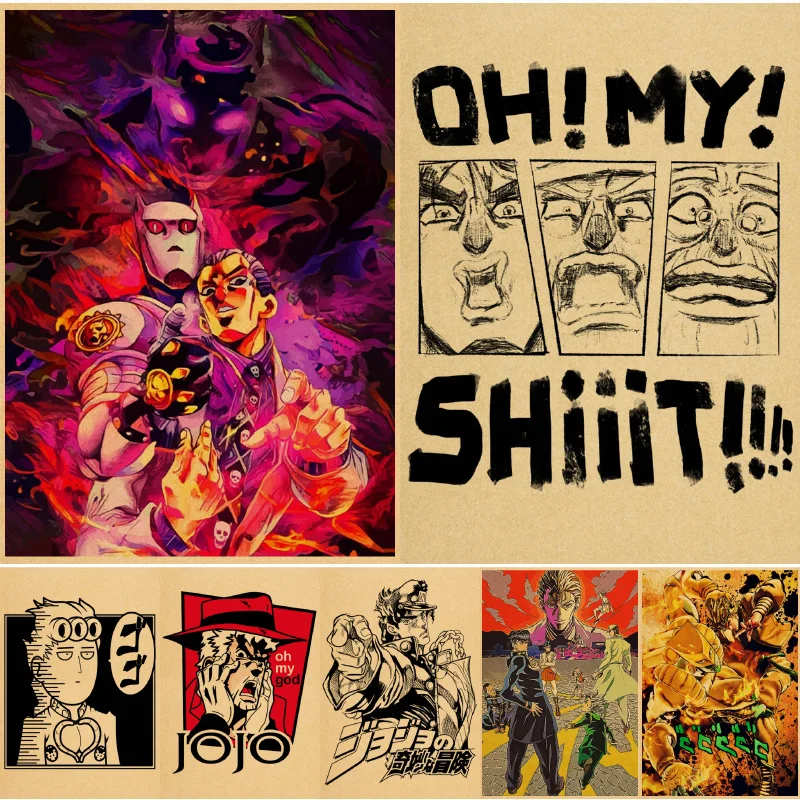 

JoJo S Bizarre Adventure Poster Painting Japanese Anime Kraft Paper Wall Art Print Vintage Home Decor Birthday Present Kids Room