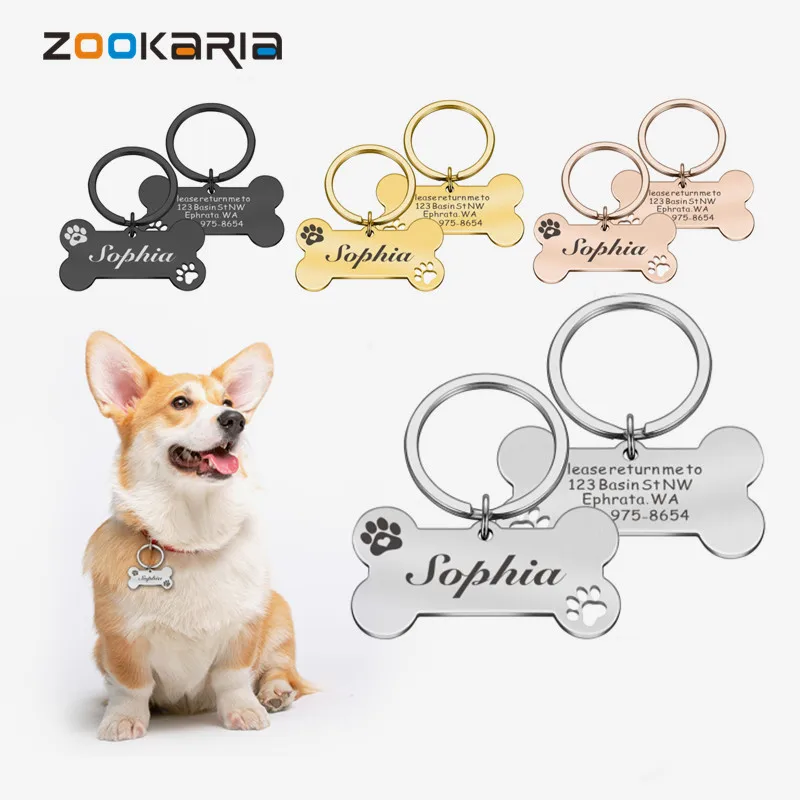 

Personalized Pet ID Tag Custom Engraved Dog Tags Anti-lost Pendant Address Tags Cat ID Nameplate for Puppy Collar Accessories