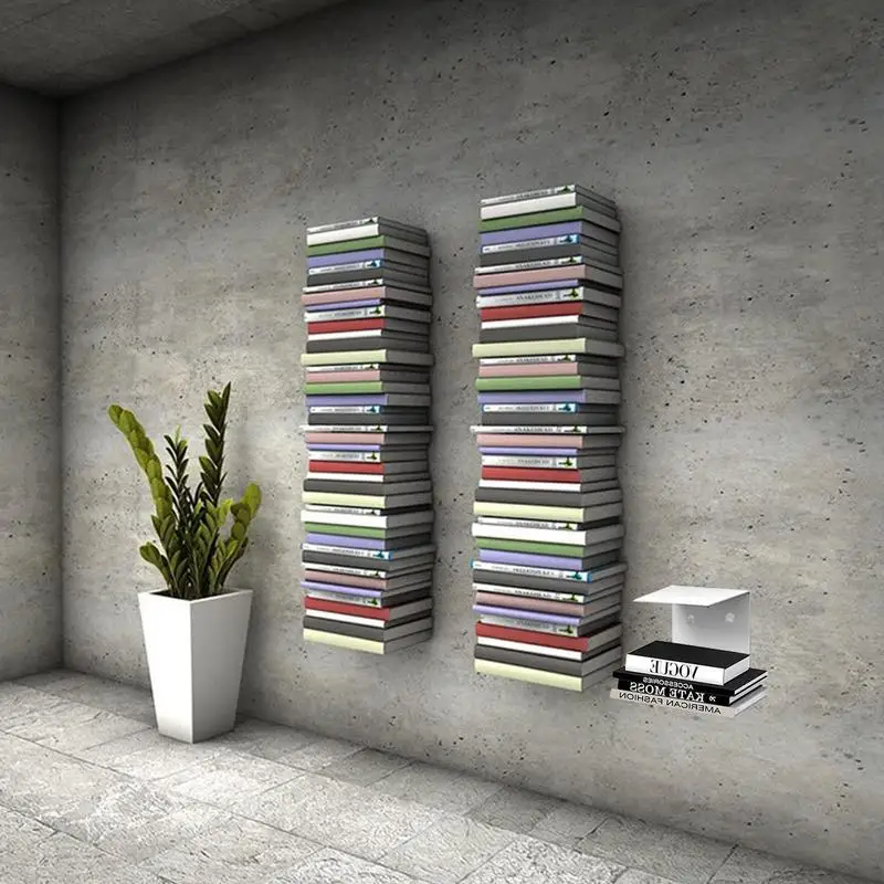 

2pcs Invisible Floating Bookshelves Metal Shelves For Books Multifunctional Storage Tools Suitable For Home Living Room