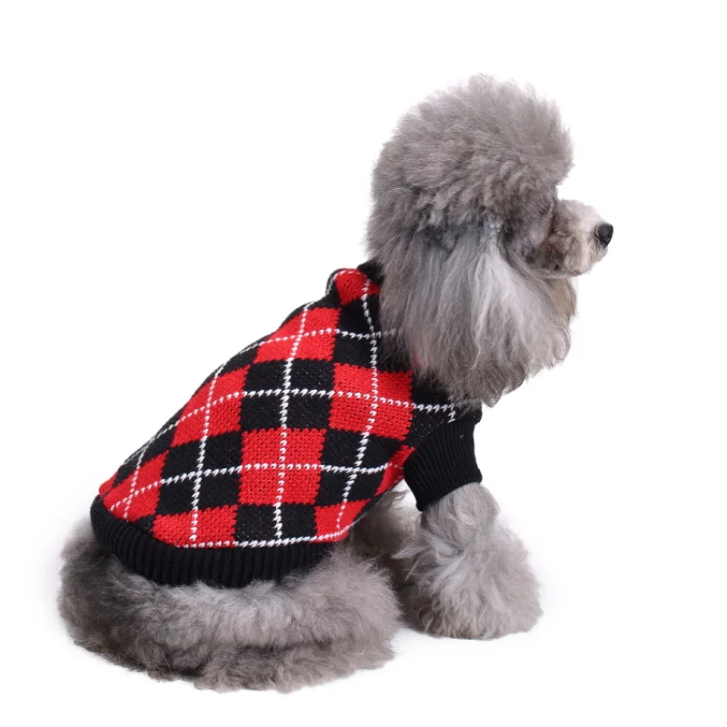 

Pet Clothes Sweater Bone Stripes Turtleneck Dog Clothes Sweater Christmas Snowflake Dog Sweater Autumn And Winter