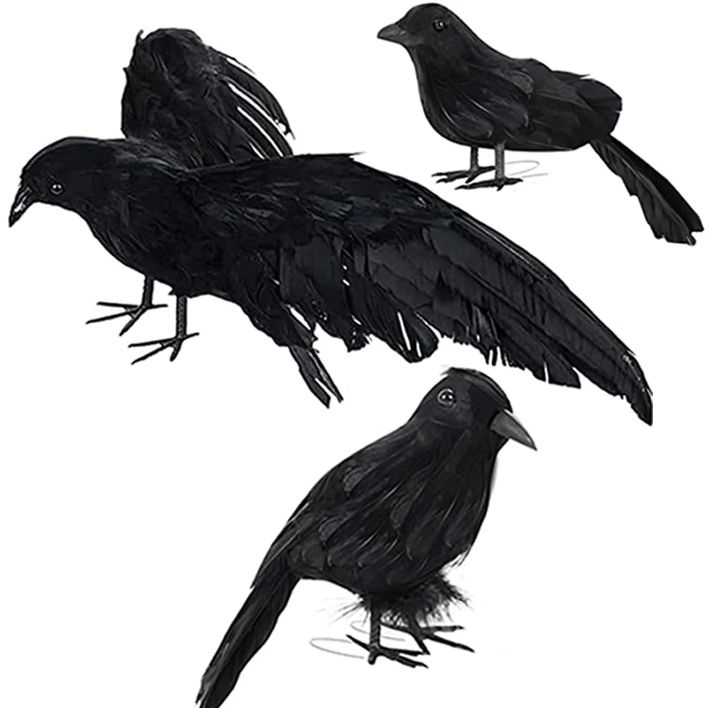 

3 шт., черные реалистичные украшения «Ворона»