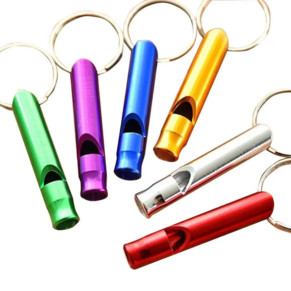 

Metal Whistles With Key Ring Colorful Slim Long Multifunctional Emergency Survival Whistle Hiking Camping Dog Training Whistles