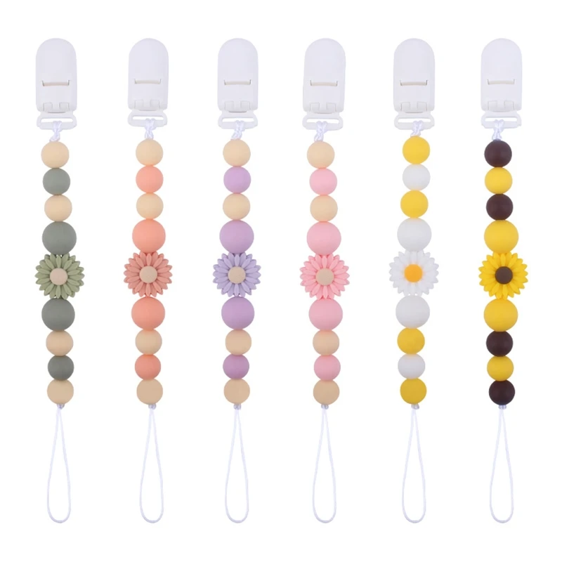 

Bead Pacifier Clips Silicone Chain Holder Newborn Soother Chains Nipple Holder for Babies Teething Toy Baby Chew