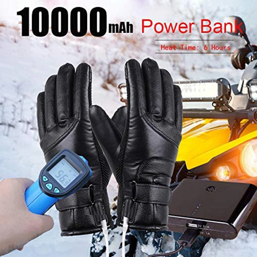 

Leather Thermal Heated Gloves Waterproof Outdoor USB Electric Heating Gloves Touchscreen Hand Warmer for Hiking Skiing Fishing