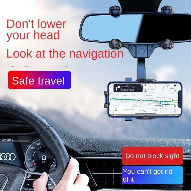 

Rearview Mirror Phone Holder for Car Rotatable and Retractable Car Phone Holder Multifunctional Rear View Mirror Phone Holder
