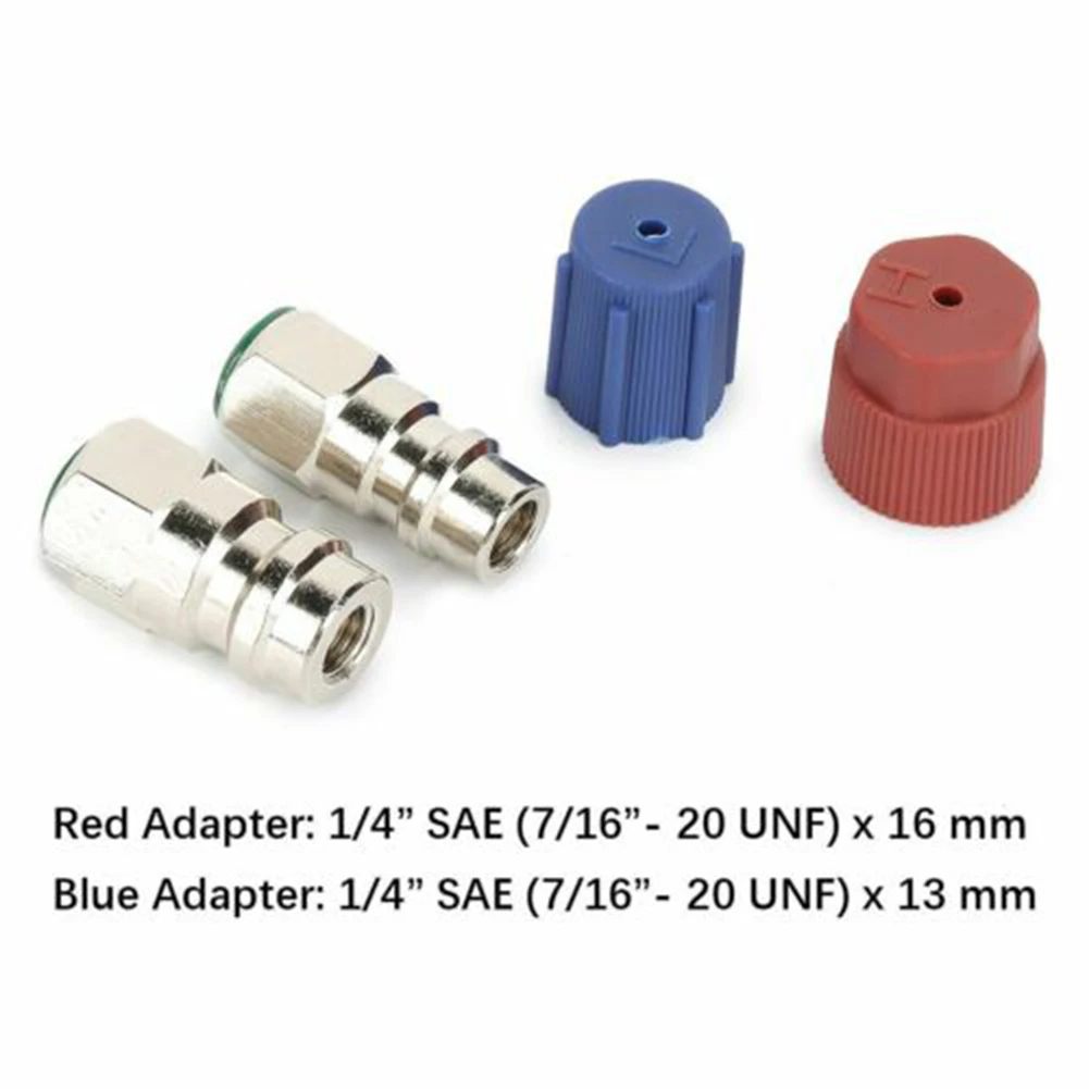 

With Valves Onversion Adapter Set 3.7*2*2cm /1.5*0.8*0.8in Easy To Install Metal R12 To R134A Retrofit AC System