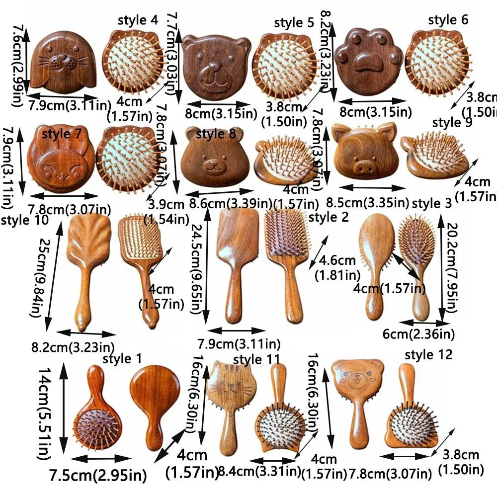 Деревянная расческа для волос на воздушной подушке массажная кожи головы ручной