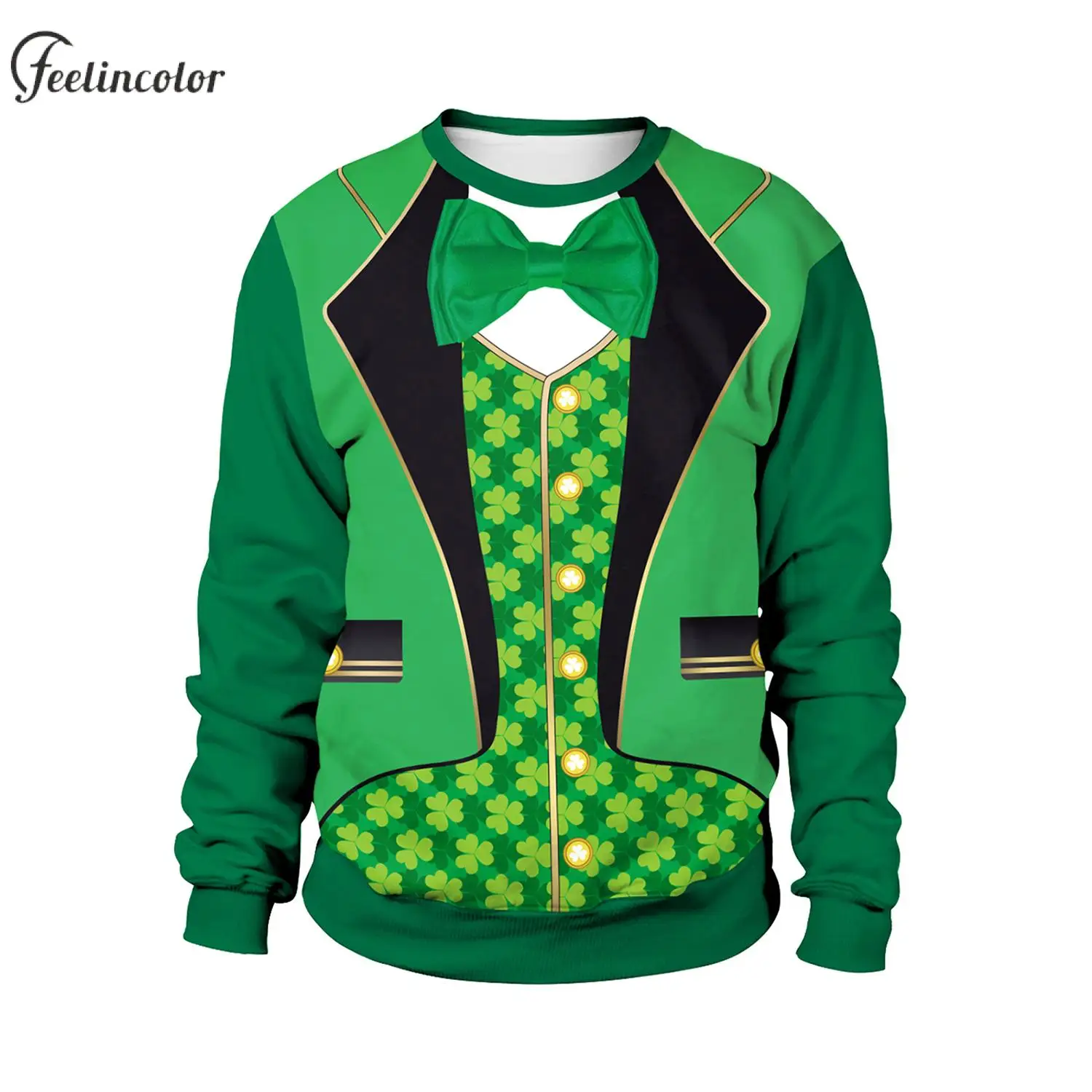 

St. Patrick Day Tracksuit Men Sweatshirts Green Pullover Strange Uniform Graphic Sweatshirts Streetwear Autumn Male Clothes