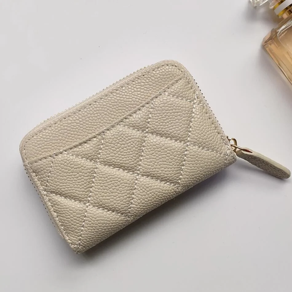 

High Quality Custom sheepskin Leather Card Holder For Women Solid Fashion Credit Card ID Card Holder Wallet Coin Purse Pouch