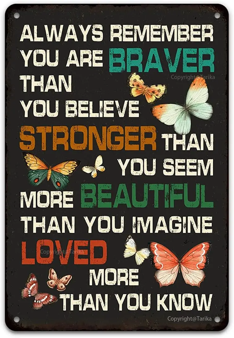 812 nches lwys Remember You Re Brver Thn Thnk Wll Decove Sgn Vntge Tn для дома Cfe Br Frm