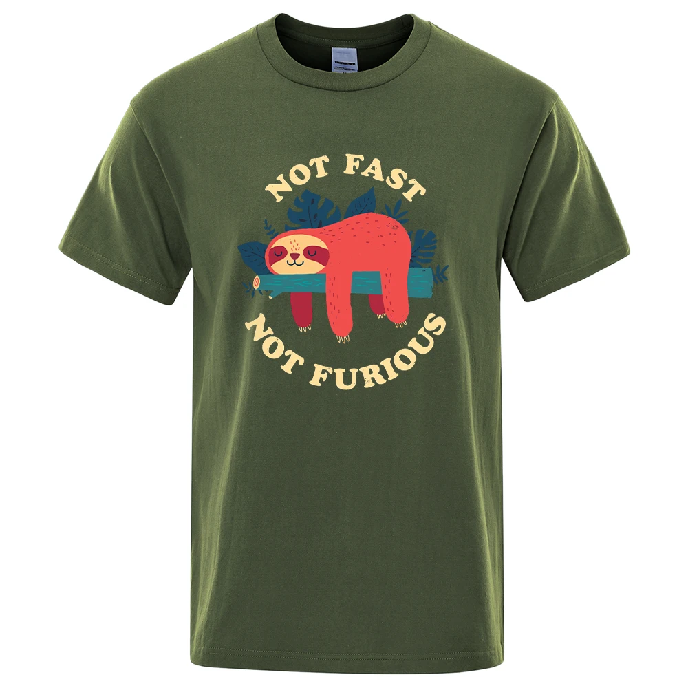 

Not Fast Not Furious Cartoons Printing Men Tee Shirts Breathable Brand Tops Street Fashion T-shirt Mens Casual Summer T Shirts