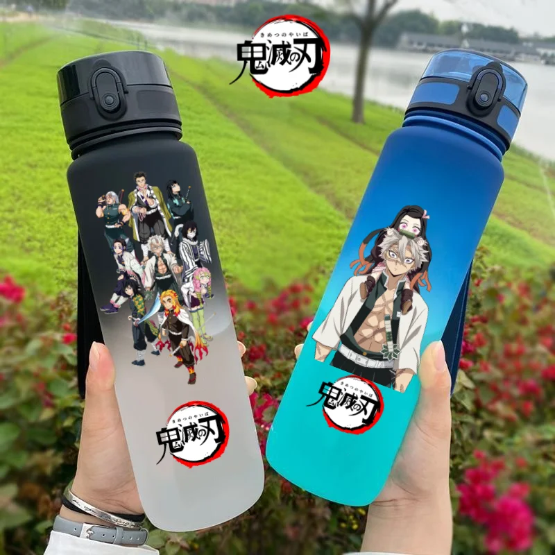 New Ghost Slayer Outdoor Sports 650ML Large Capacity Cartoon Portable Plastic Water Bottle Drinking Cup Student Birthday Gift