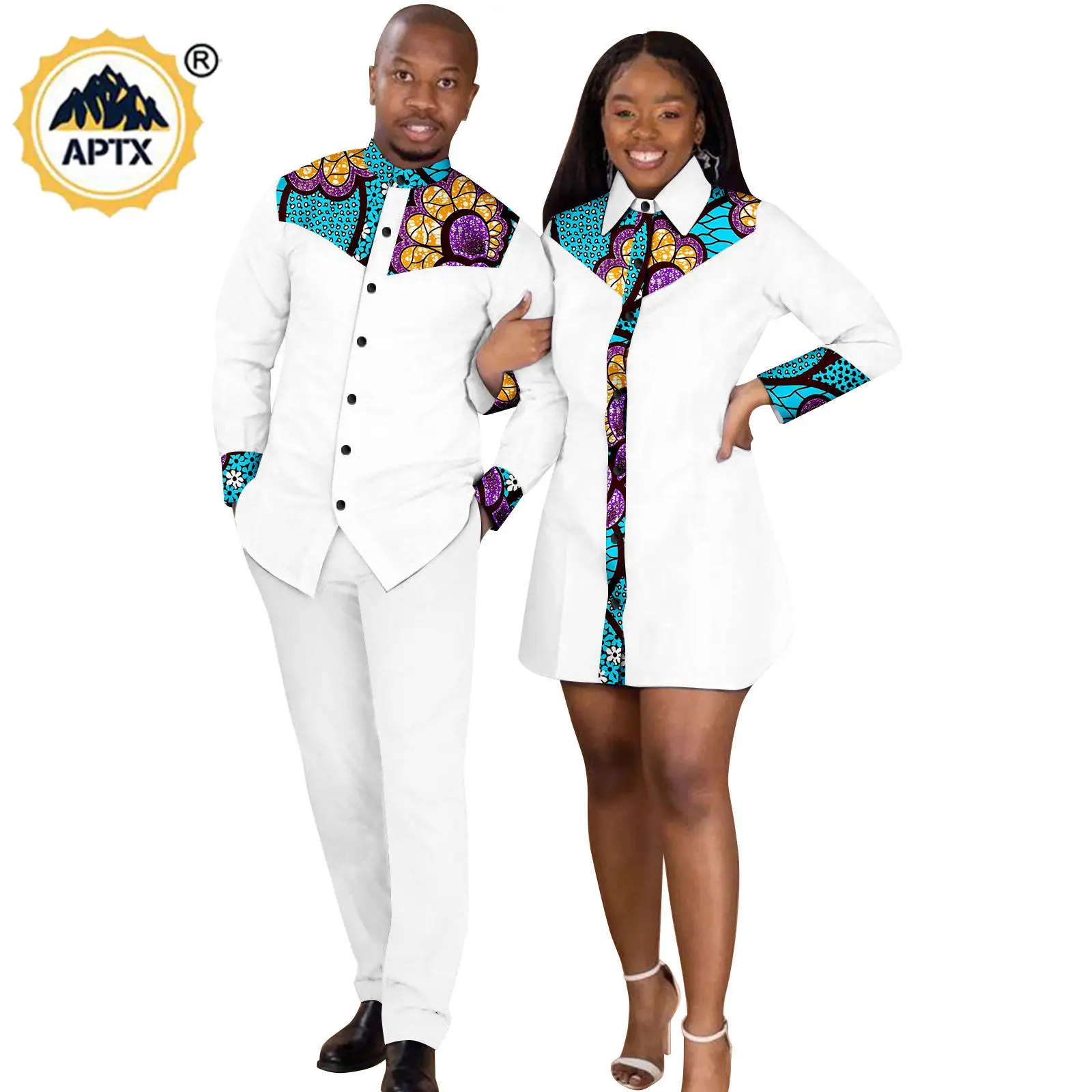 Рубашка в африканском стиле мини-платья для женщин подходящая одежда пары Дашики