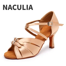 Ballroom Latin Dance Shoes Women's Girls Ladies Modern Tango Dancing Shoes Salsa Sandals Practice Dance Shoes High Heels 5.5-7.5