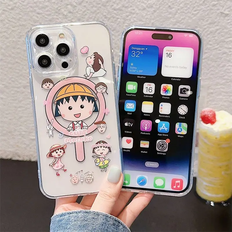 Милый чехол для телефона C-Chibis Maruko-chans Magsafe в стиле аниме iPhone 16 15 14 13 12 11 8 Plus Pro Max X XR