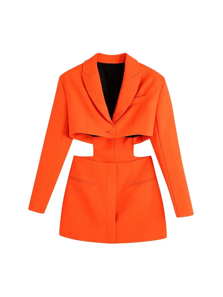 

Женское платье-блейзер с длинным рукавом, однотонное ажурное Повседневное платье-мини в уличном стиле, лето 2022