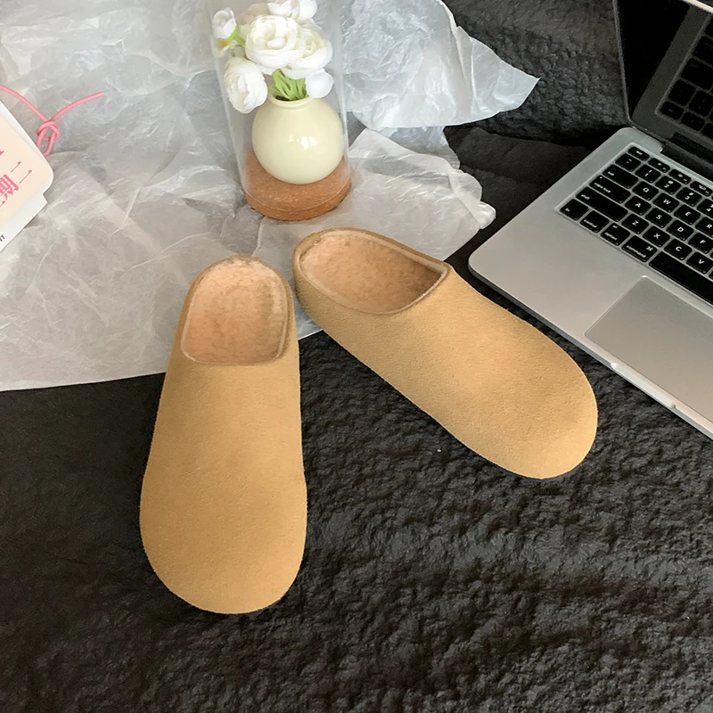 Обувь Зимние женские тапочки Меховые шлепанцы Pantofle Slides Cover Toe Плюшевые туфли на