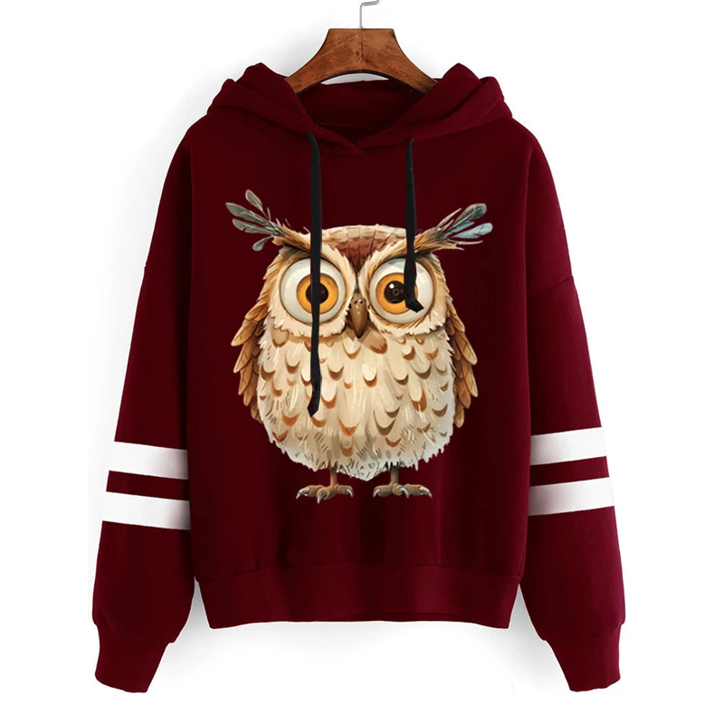 Толстовка унисекс с забавной мультяшной милой совой толстовка капюшоном принтом