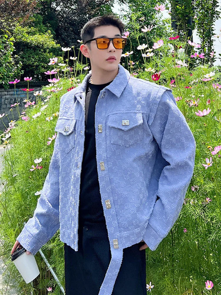 

New Trend Personalized Autumn Decorative Metal Button Design Men Jacket 2023 Korean Single Breasted Male Short Coat 2A6572