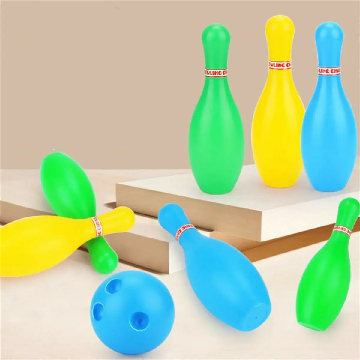 Fun Kids Child Colored Plastic 10 Pins Bowling Game Home Toys Set +Two Balls images - 6