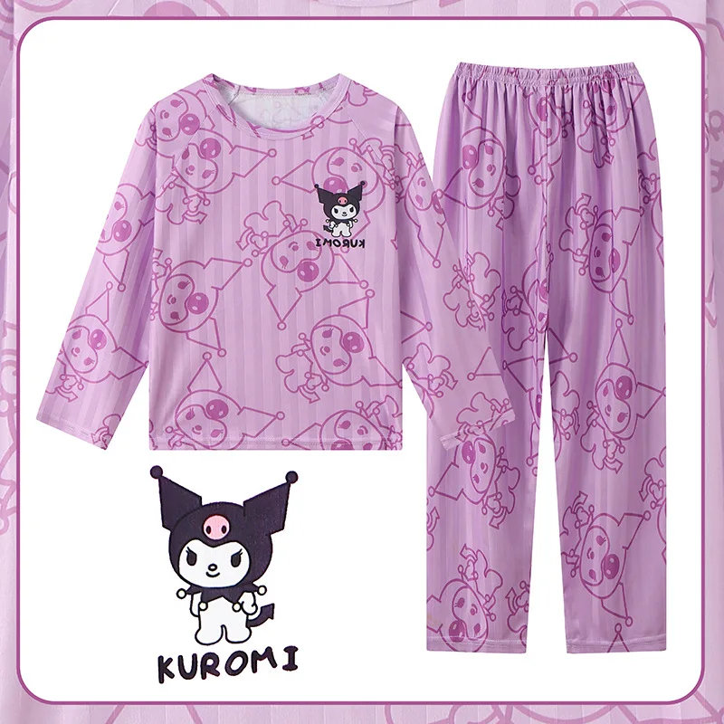 

Sanrio Kuromi Cinnamoroll Y2k Long Sleeve Pajamas Girl Thin V-neck Kits Cartoon Student Summer Pure Cotton Cute Anime Suites