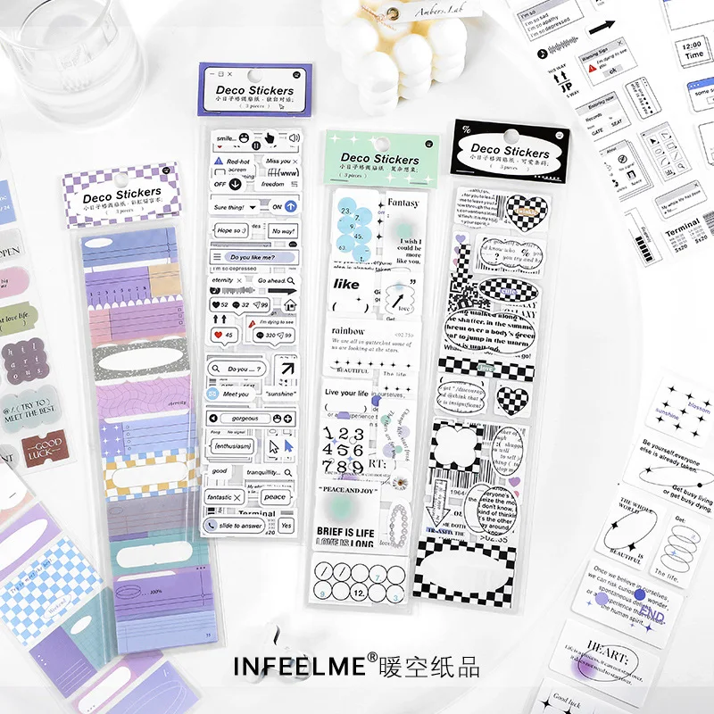 

3 pcs/pack Self-adhesive stickers Creative personality ins material paste DIY Scrapbooking accessories Junk Journal Supplies