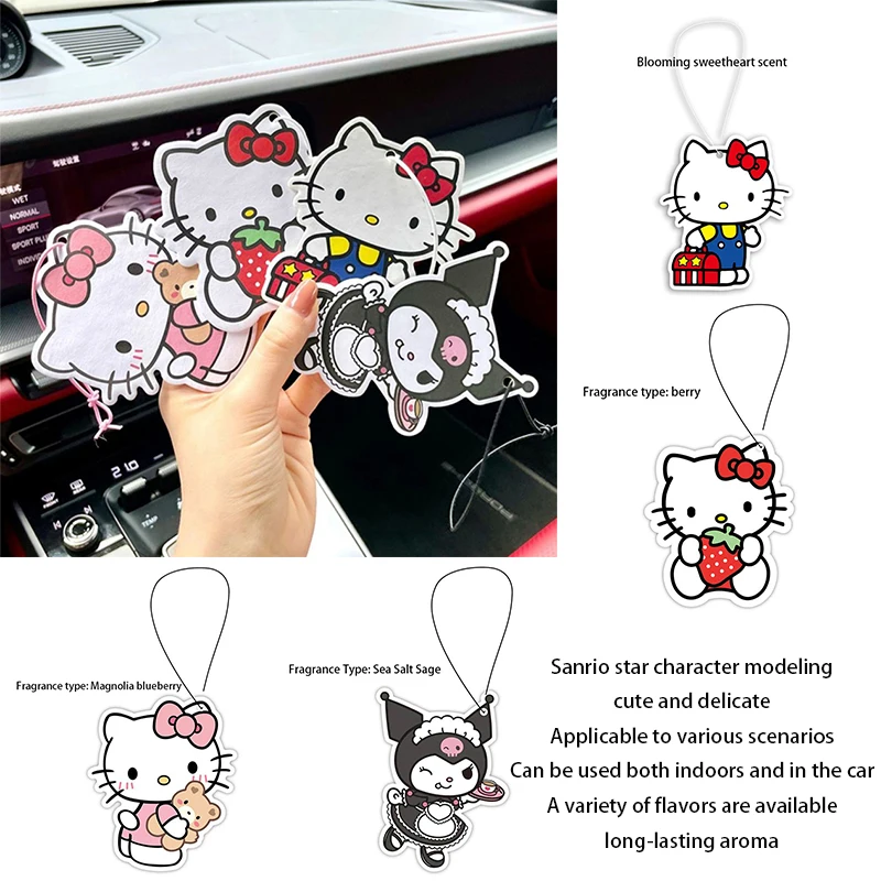 

Kawaii Sanrio Hello Kitty Kuromi Cartoon Inside The Car Indoor Aromatherapy Scented Tea Pendant Lasting Fresh Daily Necessities