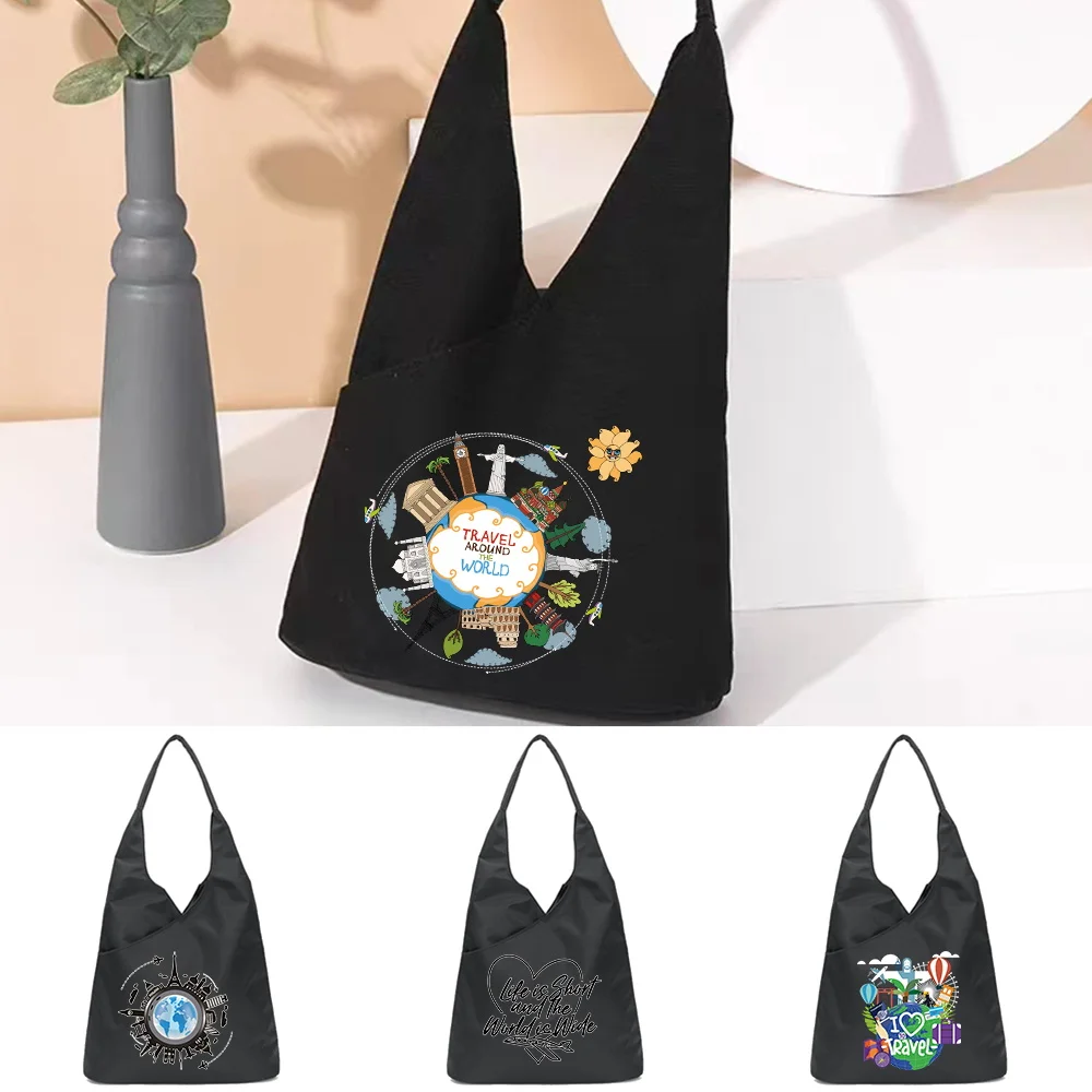 

Girl Tote Bag Soft Environmental Cosmetic Storage Reusable Harajuku Style Small Sundries Bag Phone Packs Travel Printing Handbag