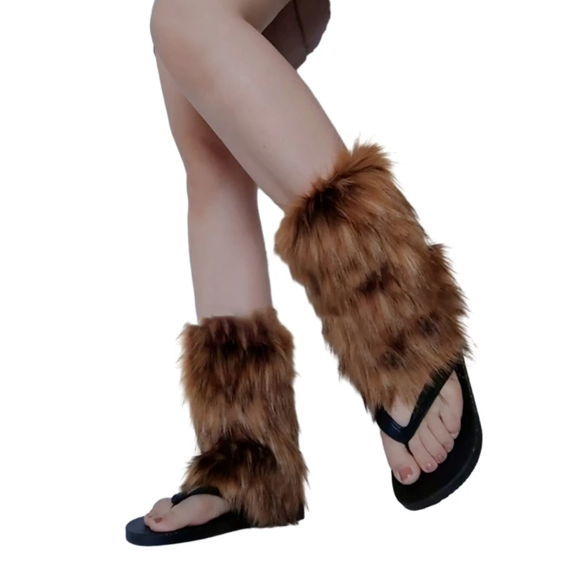 Faux Furs Leg Warmer,Warm Soft Cozy Fuzzy Leg Warmer Boot Cuffs Cover Subculture Party Costumes Boot Sleeves Boot Covers