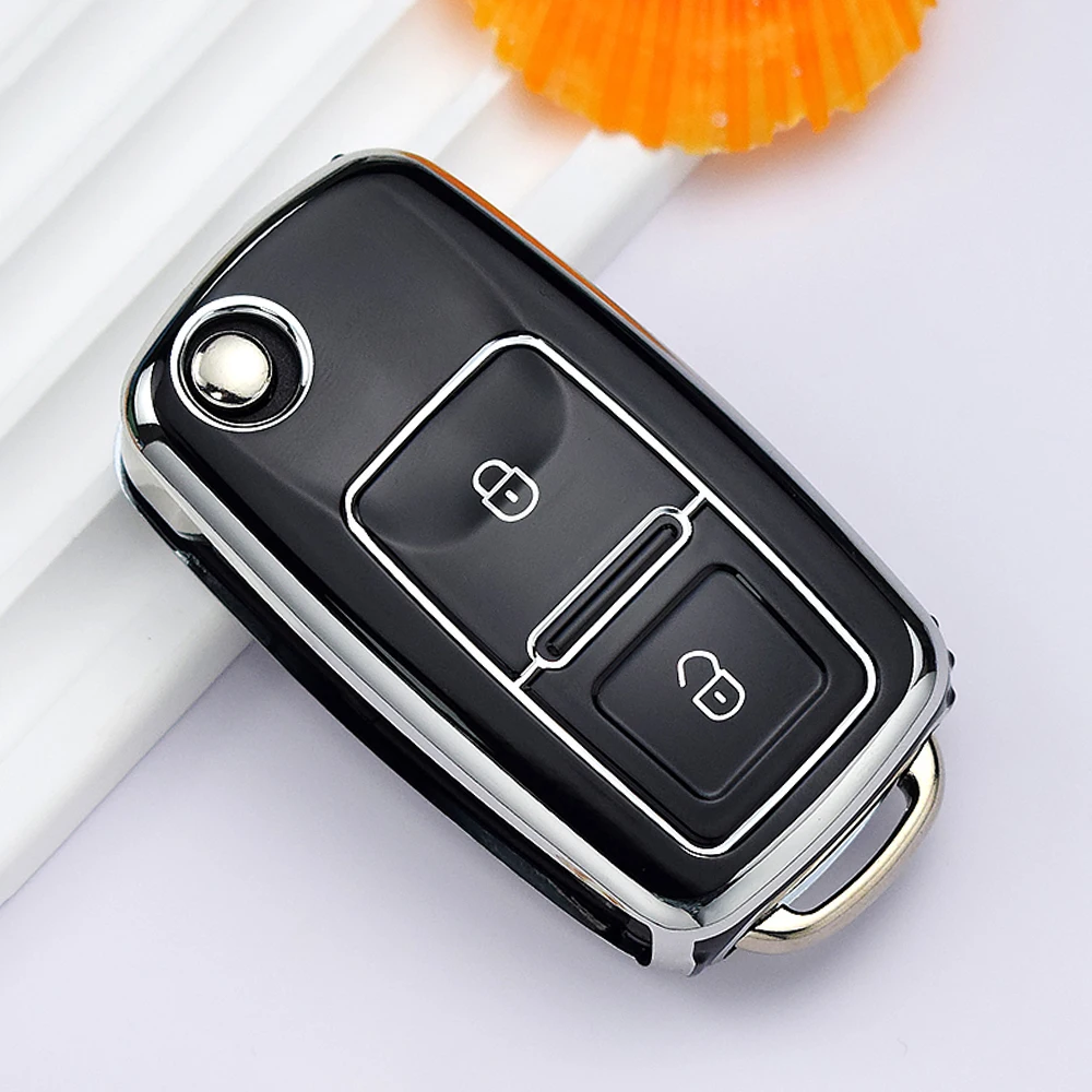 

Для VW Volkswagen Golf 4 5 6 MK4 Bora Jetta Passat Polo Bora Touran Skoda Seat 2 кнопки Чехол для автомобильного ключа из ТПУ Чехол-брелок