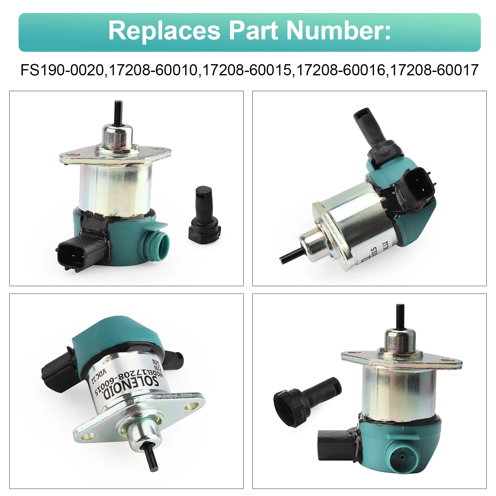 Для Kubota D1005 D1105 D905 Соленоид отключения 17208-60015 17208-60016 17208-60017 17208-60010 остановки 12 В