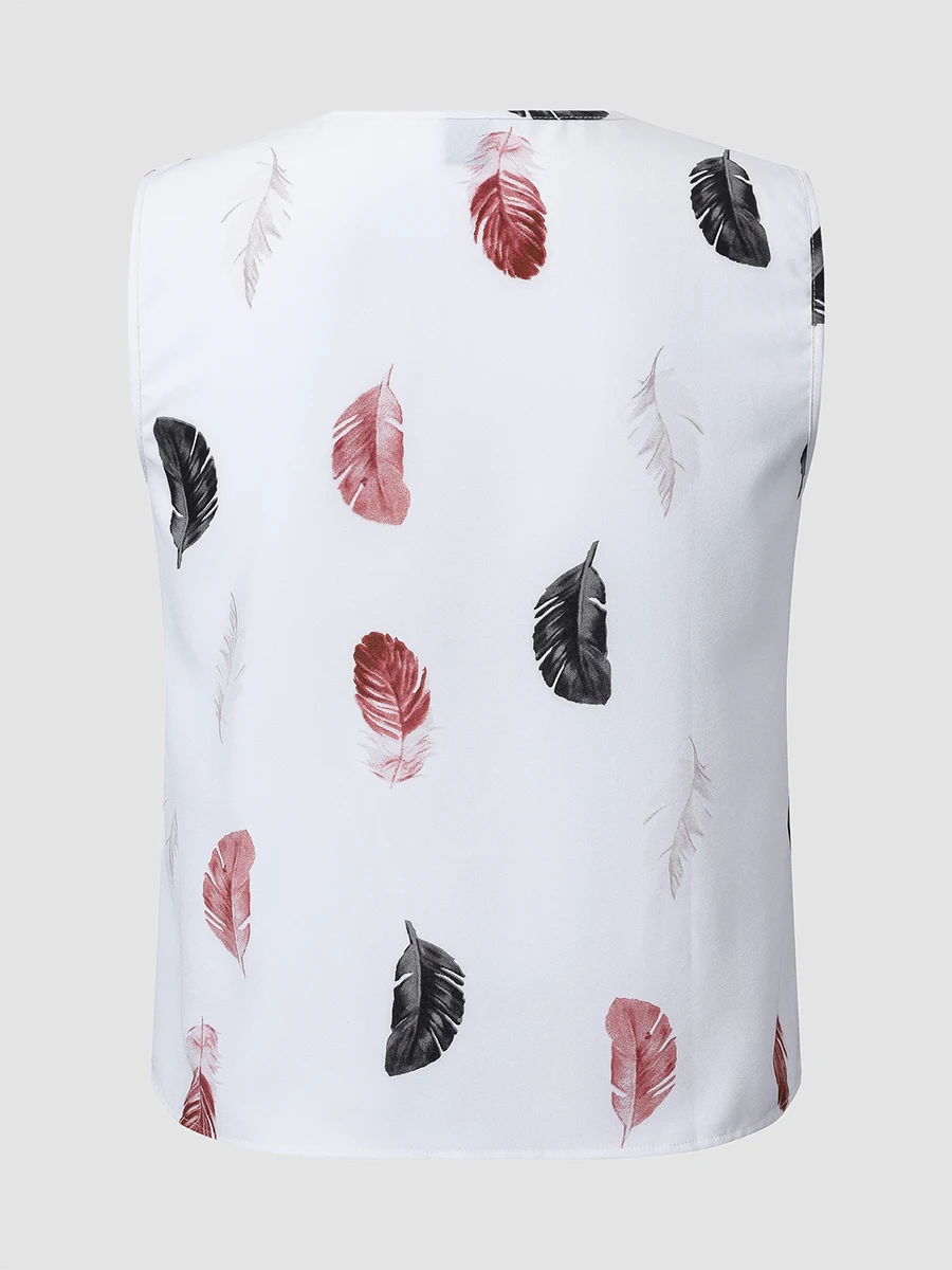 Finjani Tank Tops Plus Size Casual Loose Feather Print Tank Top Spring And Summer Polyester Top