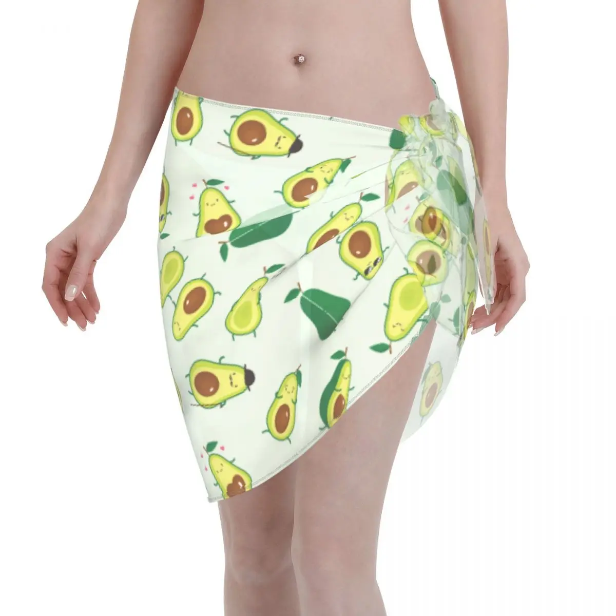 

Cute Green Avocado Sexy Women Cover Up Wrap Chiffon Swimwear Pareo Scarf Sarong Beachwear Bikini Cover-Ups Skirts Swimsuits