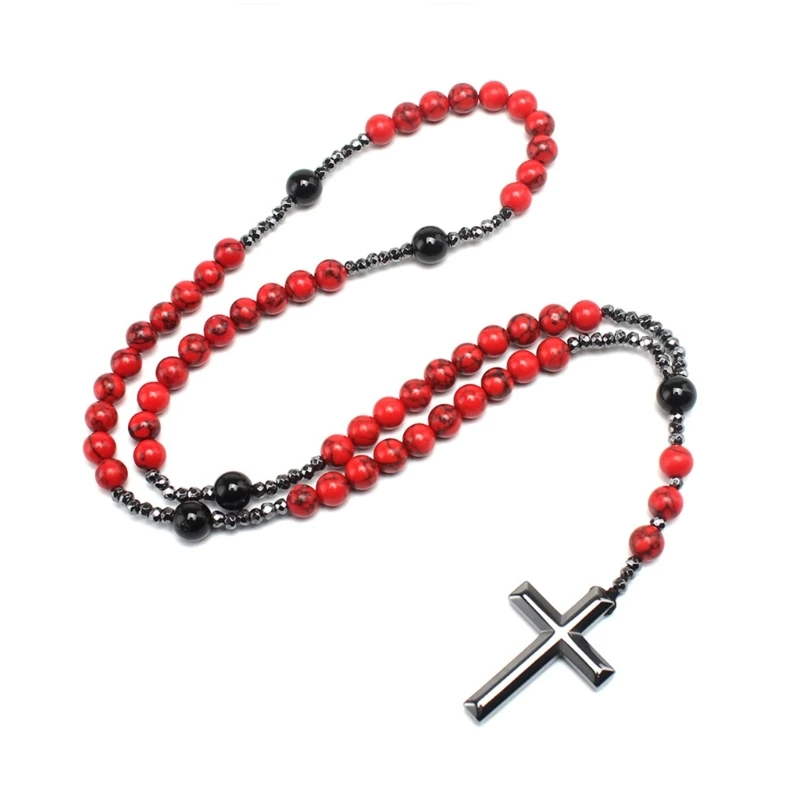 

Hematite Rosary Necklaces for Men Women Stone Necklaces Drop Shipping