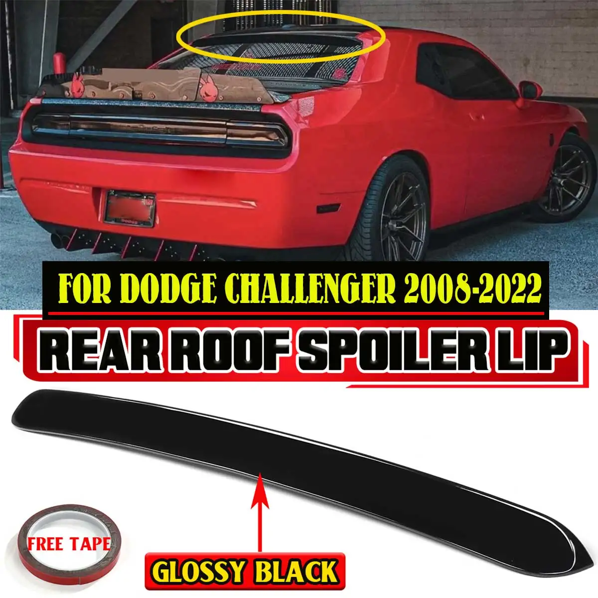 Glossy Black/Carbon Fiber Look Car Rear Roof Spoiler Wing Lip ABS For DODGE For Challenger 2008-2022 Rear Tail Wing Spoiler Lip