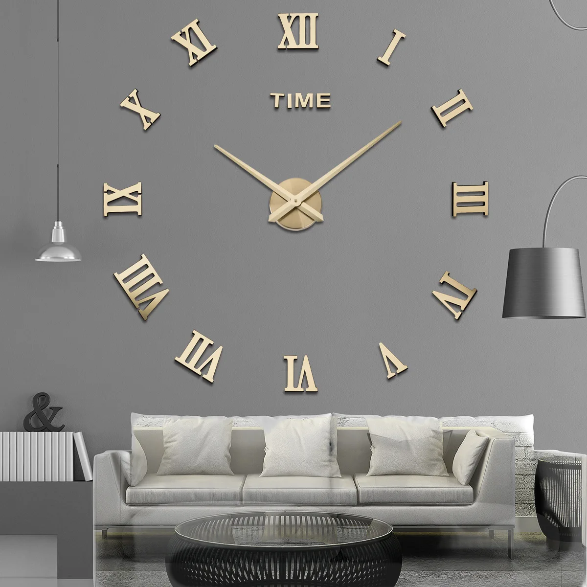 

Promotion New Home Decor Large Roman Mirror Fashion Modern Quartz Clocks Living Room Diy Wall Clock Sticker Watch