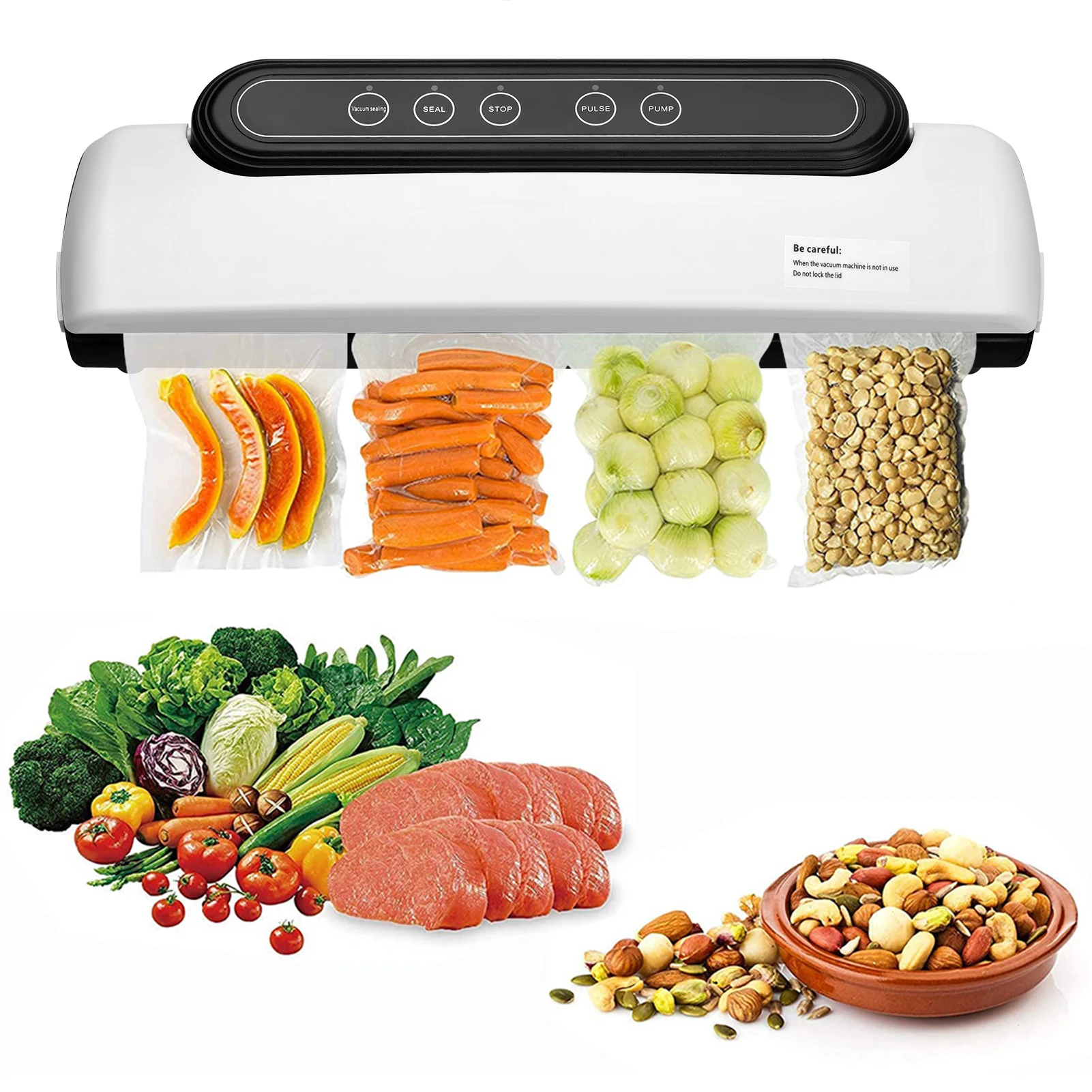 

Vacuum Sealer Machine for Food Preservation Dry & Moist Food Saver with 10 Vacuum Bags for Meat Beef Vegetables Fruits Snack