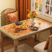 american light luxury hand painted leather table mat pastoral tablecloth oil painting oil proof disposable coffee table mat