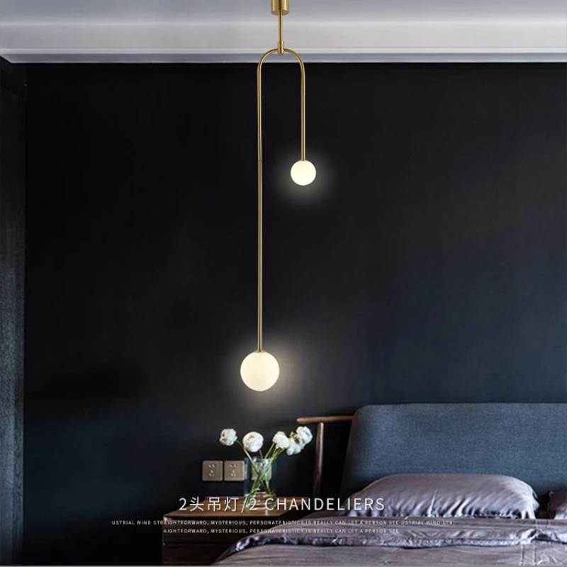 

Modern Glass Ball Pendant Light Bedside Hanging Lamps Nordic Golden Decoration Lighting Fixture Luminaire Living Room Bedroom
