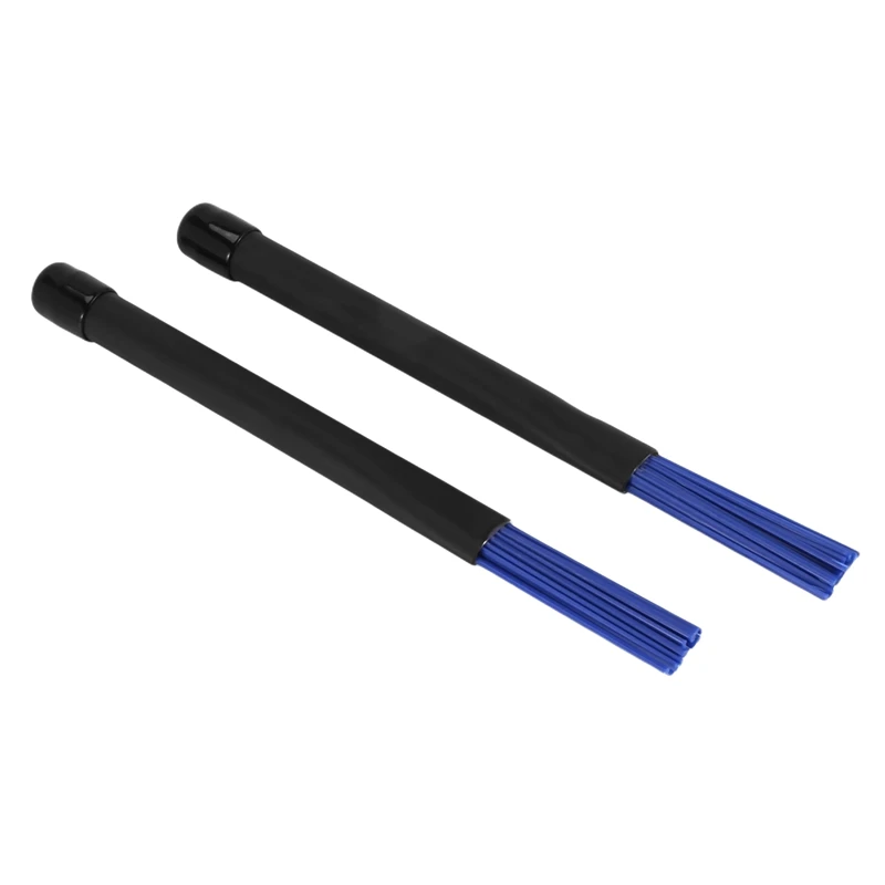 

1 пара выдвижных черных ручек джазовые ударные щетки палочки синий нейлон 32 см