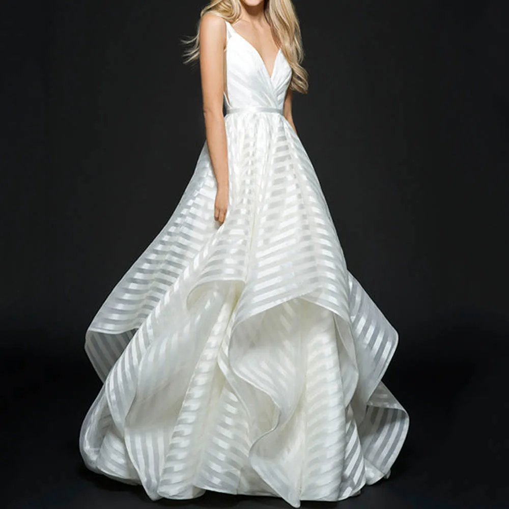 

White Maxi Dresses Women Summer 2021 New Sexy Backless Lace Simple Wedding Dress