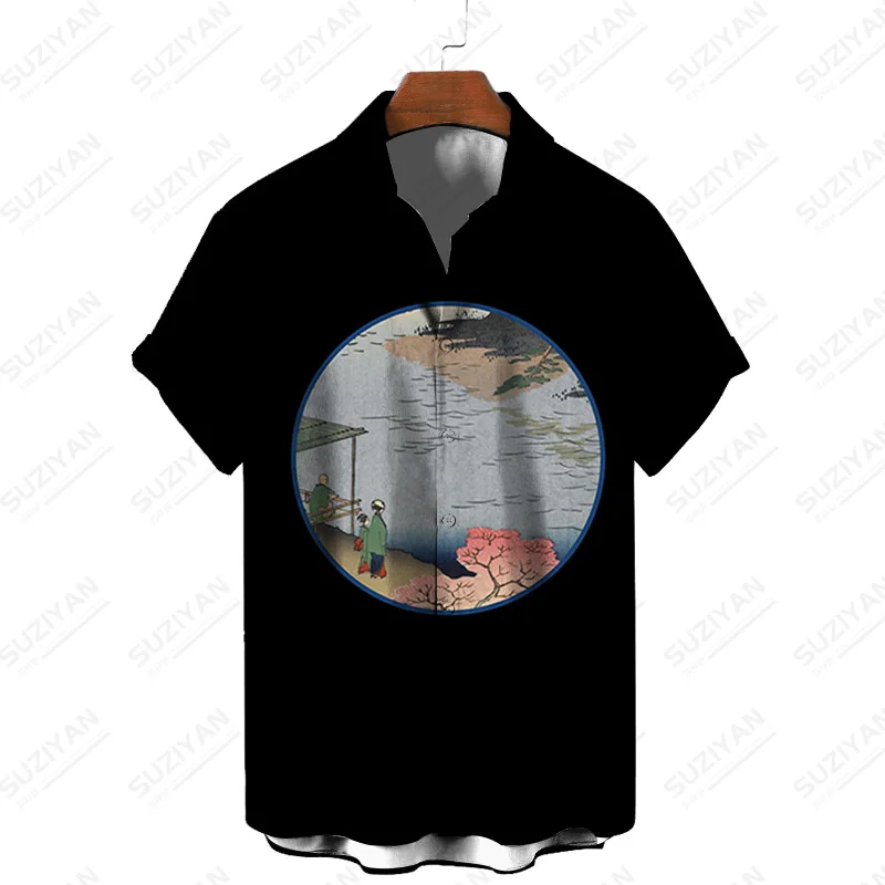 

Льняная рубашка с воротником Y2K, официальная полосатая рубашка размера d, недорогая пляжная мужская одежда с цветочным принтом, комплект бол...