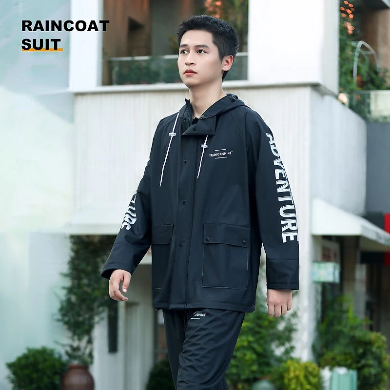 

High Quality Fashion Raincoat Suit Impermeable Women/Men Hooded Motorcycle Poncho Hiking Fishing Rain Gear