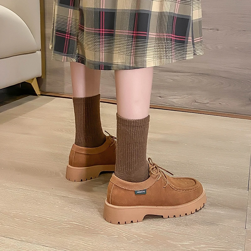 British Style Small Leather Shoes Female 2023 Spring New Leather Everything Retro Love Explosion Thick Sole In The Single Shoes