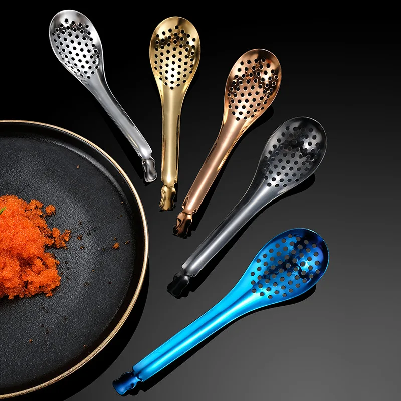 

Kitchen 304 Stainless Steel Spoons Egg Yolk Seasoning Filtering Spoon Caviar Spoon Hot Pot Spoon Cuisine Cooking Gadgets