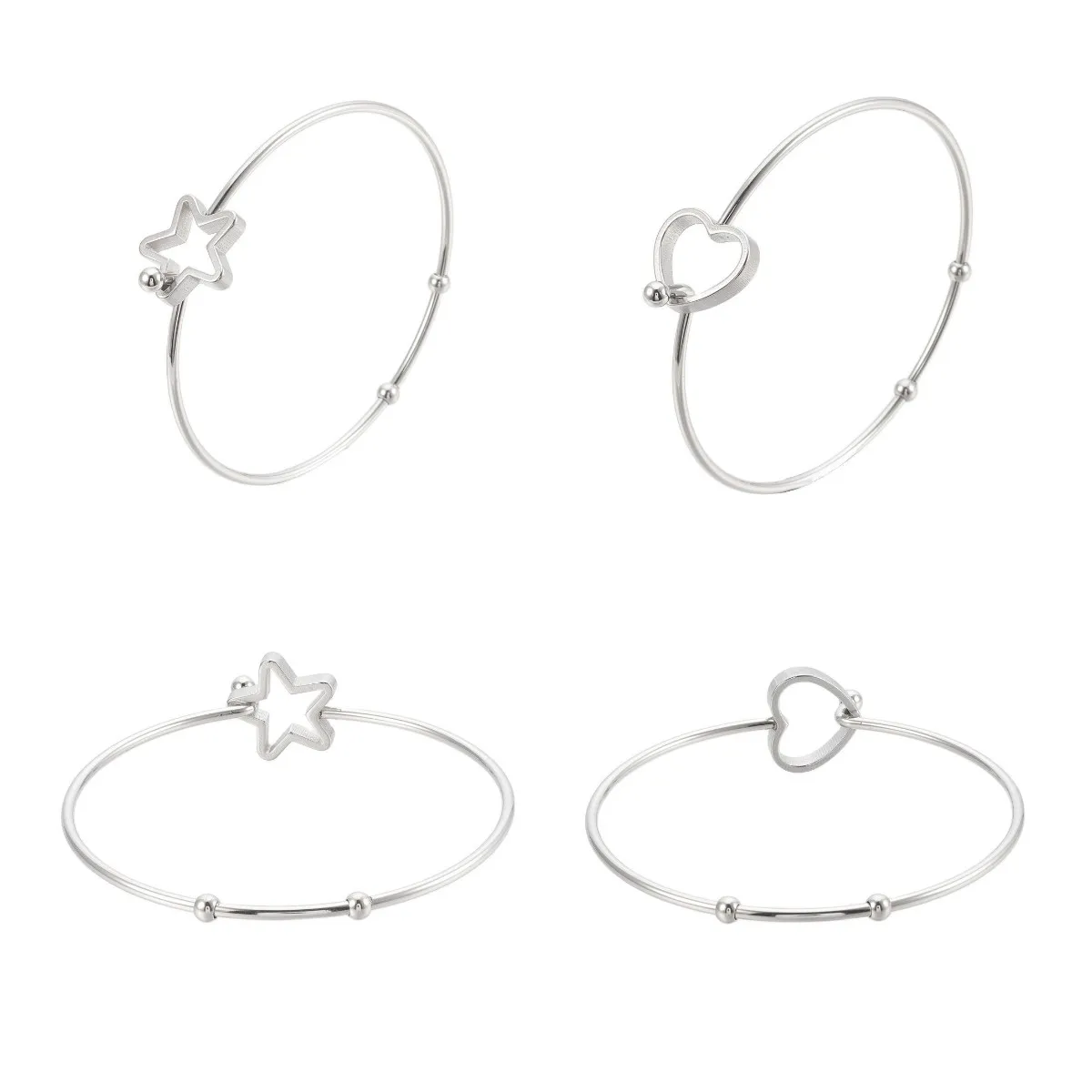 Женский гладкий браслет из нержавеющей стали в форме сердца