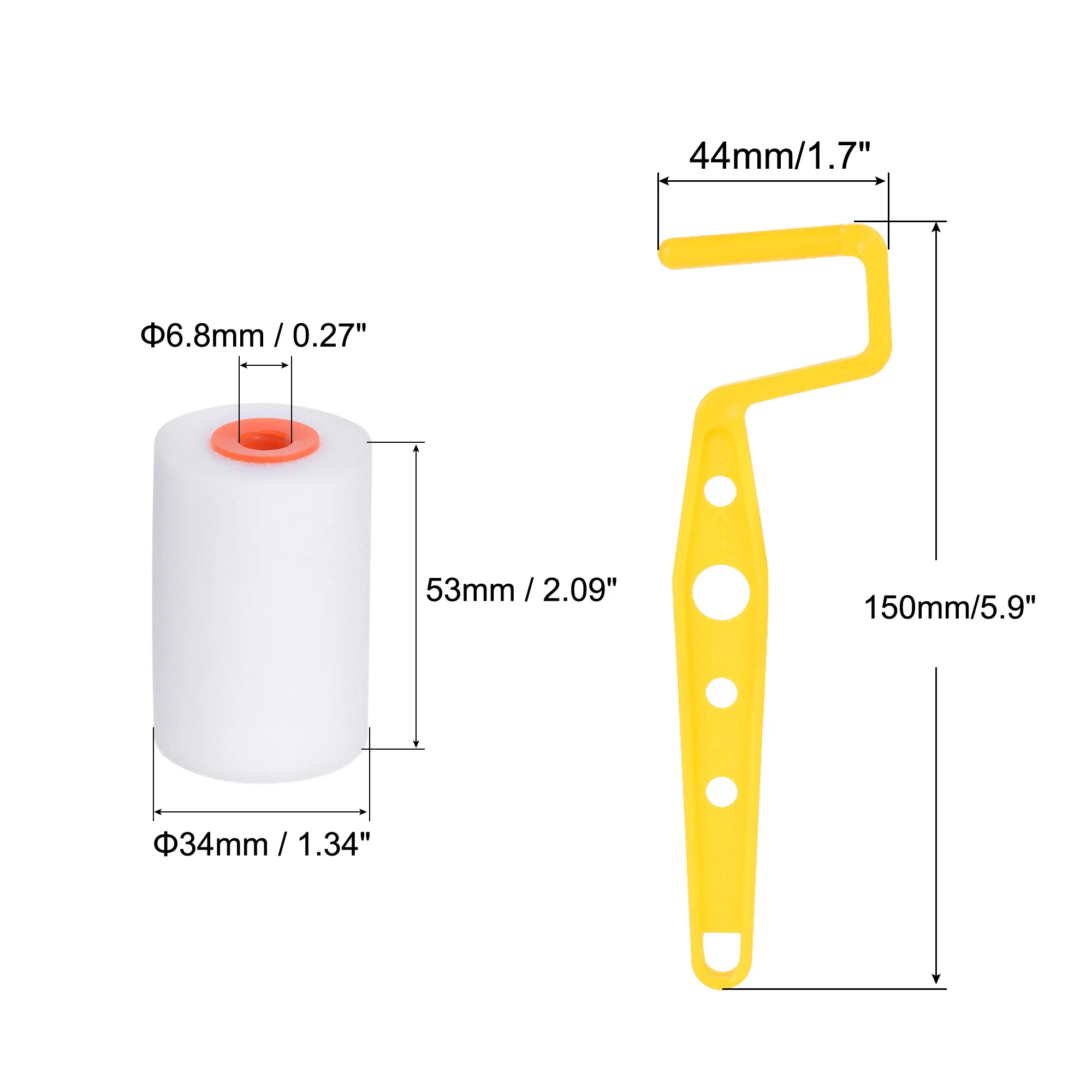 

Uxcell 4 Pcs Paint Roller Set, 2Pcs 2" Water-based Sponge Roller Covers and 6" Length Handle, Paint Brush, for Wall Trim