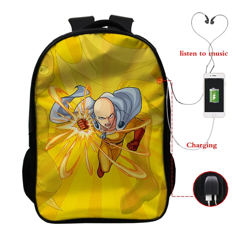 Рюкзак с одним дыроколом для мужчин и женщин, школьный ранец, модный рюкзак для ноутбука с USB-зарядкой