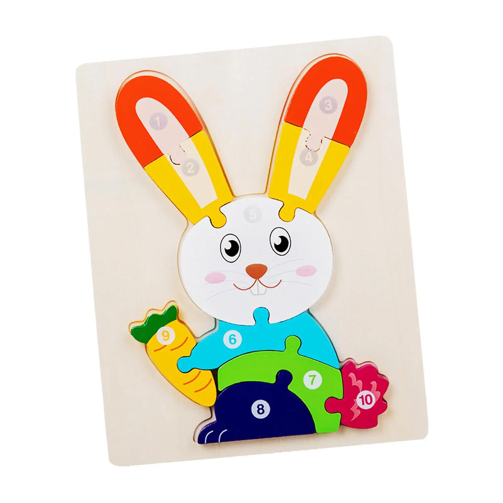 

Bunny Shape Wooden Animal Puzzles Developmental Color Sorting Block Fine Motor Skills for Children Kids Boys Girls Toddlers