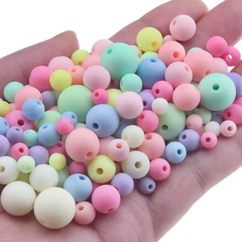10-400Pcs 6-14mm Acrylic Round Polishing Frosted Beads Loose Spacer Beads For DIY Necklace Bracelet Jewelry Making Accessories